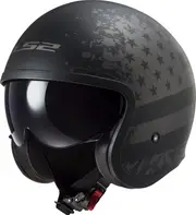 LS2 OF599 Spitfire II Flag, open face helmet , color: Matt Black/Dark Grey , size: M
