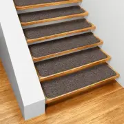 Set of 12 SKID-RESISTANT Carpet Stair Treads PEBBLE GRAY runner rugs