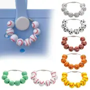 Sports Beach Bag Charm Wooden 8 Pearls Bead Tassel Keychain For Beach Bag Tote