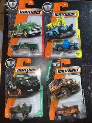 4 Matchbox MBX Vehicles Seagrave, Cliff Hanger, 68 Land Cruiser & Crane