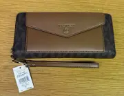 Michael Kors Jet Set Brown Mk Signature Large Pocket Travel Wallet Wristlet NWT
