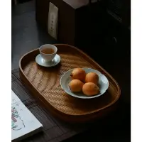 在飛比找樂天市場購物網優惠-竹編托盤茶盤果盤竹制品手工茶道配件干泡臺 茶幾收納展示