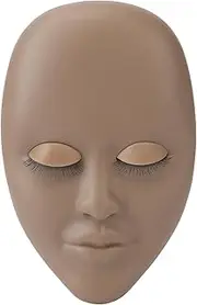 Lash Extension Mannequin Head Rubber 3D Effects Eyelash Training Practice for Double Lash Extension Novice Makeup Simulation Human Face (Dark Brown)