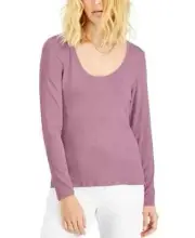 /LX065/ INC Rayon Jersey Scoop-Neck Top Evening Mauve Sz XL