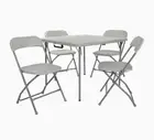 Office Star Resin 5-Piece Folding Square Table and Chair Set, Light Grey NEW