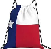 JEJEA Texas State Flag Print Drawstring Backpack Waterproof Back Bag Cinch Bags Swim Gym Travel Bag For Men Women, White, One Size