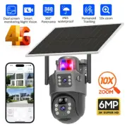 6MP Dual Lens 4K 4G Solar IP Camera Wireless Outdoor CCTV PTZ Home Security Cam