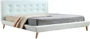 King PU Leather Deluxe Bed Frame and Headboard - 206cm x 205cm White