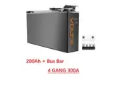 VoltX 12V 200Ah Slim Lithium Battery + Bus Bar M8 Power Distribution Terminal Block (4 GANG 300A Black)