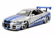 Fast & Furious-Inspired Nissan Skyline Silver & Blue Die-Cast Toy Car