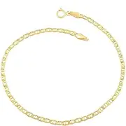 [Verona Jewelers] 14K Gold Anklets for Women. 14K 10 Inch Anklet, Gold Flat Mariner Anklet, 14K Gold Box Chain, Cuban Chain, Figaro Chain, Dainty Anklet Summer Beach Gold Jewelry, Foot Jewelry Ankle