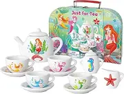 CH12094 Children's Tea Set, Play Case, Tea Set, Mermaid Toy, Porcelain Tableware, 13 Pieces