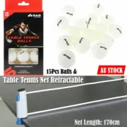 Retractable Table Tennis Net Portable Replacement 170cm Net & 15Pcs Balls NEW