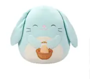 Squishmallows Buttons Bunny Holding Basket 14" Blue Stuffed Animal Plush Toy New