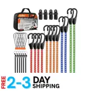 Durable Bungee Cords Assortment: 10” to 48” with Secure Latching Hooks