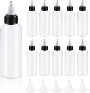15Pcs Clear Dispensing Bottles with Small Funnels Kit, 4Oz Boston LDPE Plastic B