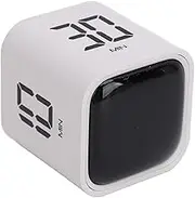 Cube Pomodoro Timer, Simple Rotating Productivity Timer Clock, 5 10 30 60Mins Countdown, Vibration Sound Alarm, Digital Cooking Timer for ADHD Focus (White)