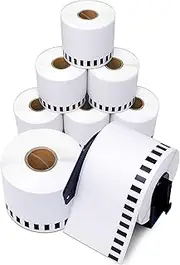 Aegis Adhesives - Compatible Label Replacement for Brother DK-2205 (2.4" X 100 Ft.) Continuous Paper Tape, Use with QL Label Printers - 8 Rolls + 1 Frame
