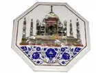 12" side end white Marble Table top semi precious stones marquetry inlay art