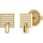 LuvMyJewelry Sidewalk Square Sterling Silver Diamond Stud Earring in 14Kt Gold Vermeil On Sterling at Nordstrom One Size
