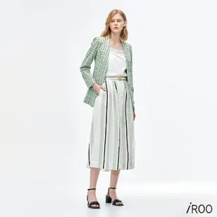 【iROO】棉質條紋印花長裙