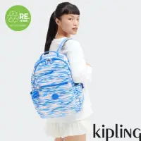 在飛比找momo購物網優惠-【KIPLING官方旗艦館】藍粉海洋波紋印花機能手提後背包-