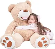 IKASA 100cm Giant Teddy Bear with Big Footprints Plush Stuffed Animals Light Brown