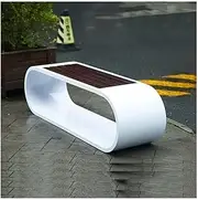 Garden Bench Zigzag Stainless Steel Outdoor Bench with Wooden Seat Plate Patio White Outdoor Bench(Large)