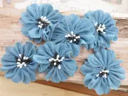 DENIM BLUES - LIGHT with Lace & Centres 6 Pack - 55-60cm Across ManorHouse ConB