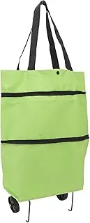 Trolley Foldable Shopping Cart with Wheels,Large Capacity Zipper Design Trolley Bags Removable Shopping Cart, Reusable & Waterproof Oxford Cloth Shopping Cart Bag(Green)