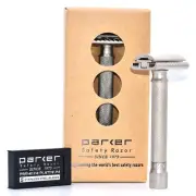 Parker Variant ADJUSTABLE Safety Razor & 5 Double Edge Blades - Satin Chrome