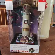Old Mackinac Mr Christmas Holiday lighthouse Never Opened Box Damage Approx 14"