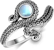 [Daixiya] Octopus Ring 925 Sterling Silver Moonstone Octopus Ring Octopus Jewelry Gifts for Women Girls