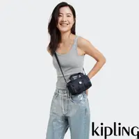 在飛比找momo購物網優惠-【KIPLING官方旗艦館】沉穩藍三角花紋輕巧圓筒手提肩背兩