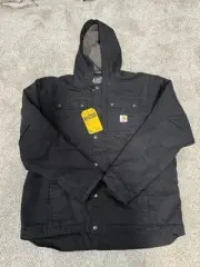Men’s Carhartt Sherpa Lined Utility Jacket Relaxed Fit Washed Duck L Tall $155
