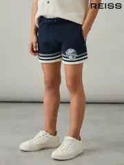 Reiss Navy/Airforce Blue/White Pete 9-13 yrs Chenille Airlines Embroidery Shorts (AP0366) | $80