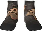 [EdWal] Rust World Map print Men's Moisture Control Crew Socks Socks For Men and Women Gifts For Golf, Hunting, Camping