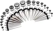 [HEKEUOR] 38PCS 16g-00g Surgical Steel Ear Stretching Kit Tunnels and Tapers Set