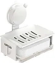 2024 New Double Layer Soap Tray Draining Soap Dish Wall Mount,Suction Cup Bar Soap Dish Soap Dishes Sponge Holder,Double Layer Soap Tray,Draining Soap Dish, Wall Mount Soap Bar Holder