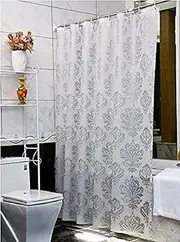 Ufatansy 72 Inch by 72 Inch European Shower Curtain PEVA Eco-Friendly PVC-Free Bathroom Curtain Waterproof and Mildew Resistant, Durable Bath Curtain Liner with Hooks, Silver Grey