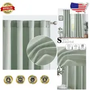 Elegant Linen Textured Curtains - 96" Light Filtering Drapes in Heathered Green