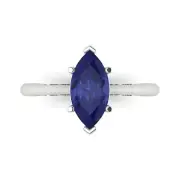 1.5 ct Marquise Cut Tanzanite Stone Wedding Bridal Promise Ring 14k White Gold