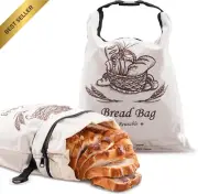 2 Pack Reusable Beeswax Bread Bags Homemade Large Linen Sourdough Date Tracking