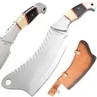 Bone and Horn Handle Kitchen Cleaver Knife with Leather Sheath