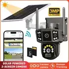 Wireless Solar Powered WiFi 9MP Dual Lens PTZ Outdoor CCTV Security Camera 64GB