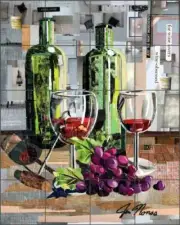 Wine Tile Backsplash Jim Nonas Art Ceramic Mural POV-JN002