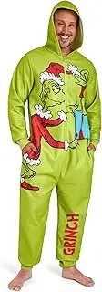 [The Grinch] Men's Fleece Jumpsuit with Hood, Cuddly Jumpsuit - Funny Gifts for Men