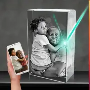 Christmas Gift - 3D Crystal Cube Custom solid Glass Photo - Medium - SALE!