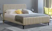 Modern Classic Alissa Double Fabric Bed Frame White Oak with Black Legs