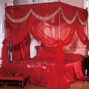 4 Corner Post Bed Curtain Canopy Mosquito Netting or Frame Post Queen King Size
